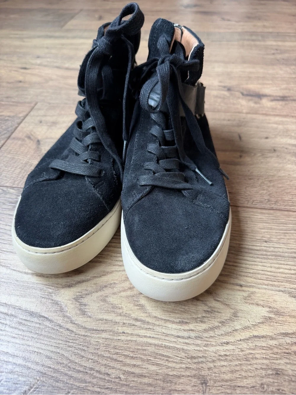Frye Black Suede Leather High Top Harness Ring Sneakers Sz 9 women’s lace up
